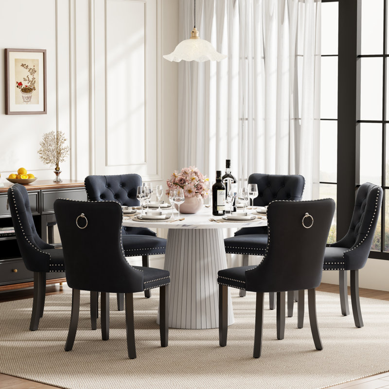 Ensemble de table de salle à manger ronde avec 4 chaises capitonnées rembourrées, ensemble de table de salle à manger de style Mid-Century pour coin-repas de cuisine