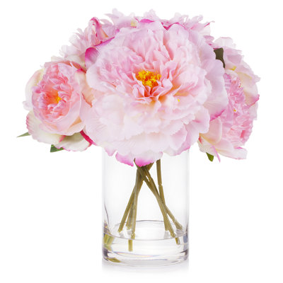 Faux Silk Peony Arrangement in Vase