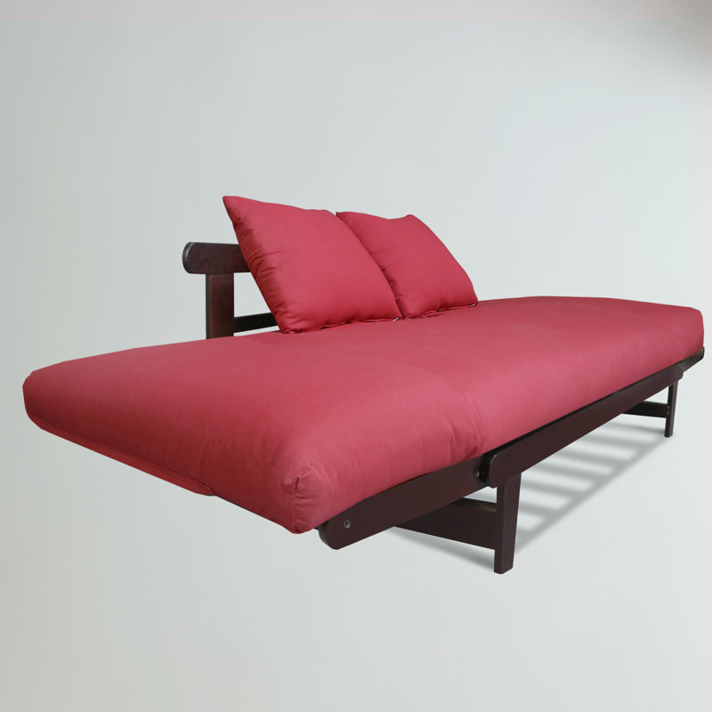 Casual Lounger Sofa Bed, Red Polyester, Espresso