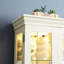 Vitrine lumineuse avec tablettes mobiles et portes d'armoire en verre blanc antique-695617429