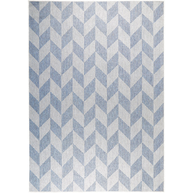 Nicole Miller New York Patio Country Calla Herringbone Indoor/Outdoor Area Rug, Blue/Grey, Rectangle 1'10" x 2'11"