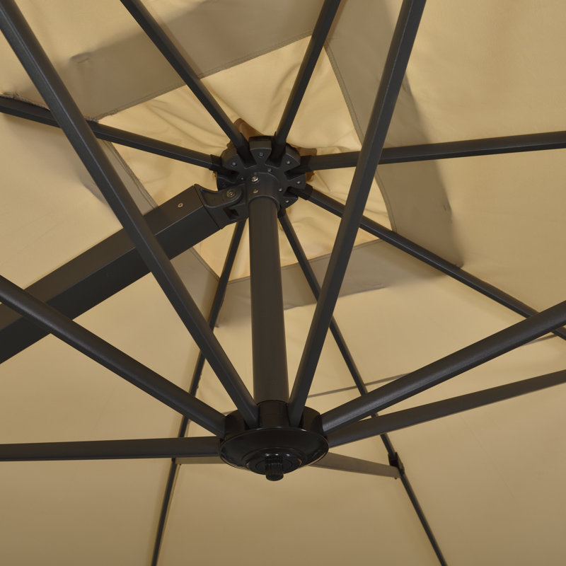 Parasol rectangulaire en porte-à-faux 10 pi x 13 pi Natoyia, sans base, beige, Kaki