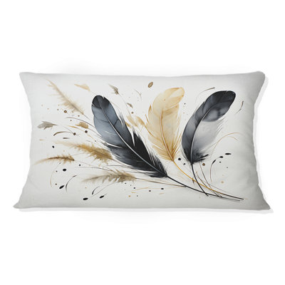 Asian Art Feathers Sumi IV - Coussin décoratif à imprimé d'art asiatique