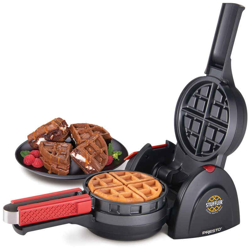 Presto Stuffler Stuffed Belgian Waffle Maker Nonstick Appliance, Large, Black