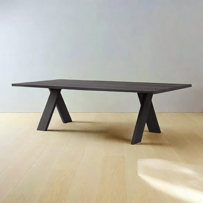 Menides Ash Solid Wood Dining Table, Black, 35.43" W x 86.61" L