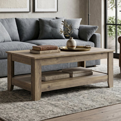 Weddel Transitional 39.4" W Rectangular Coffee Table With Open Shelf