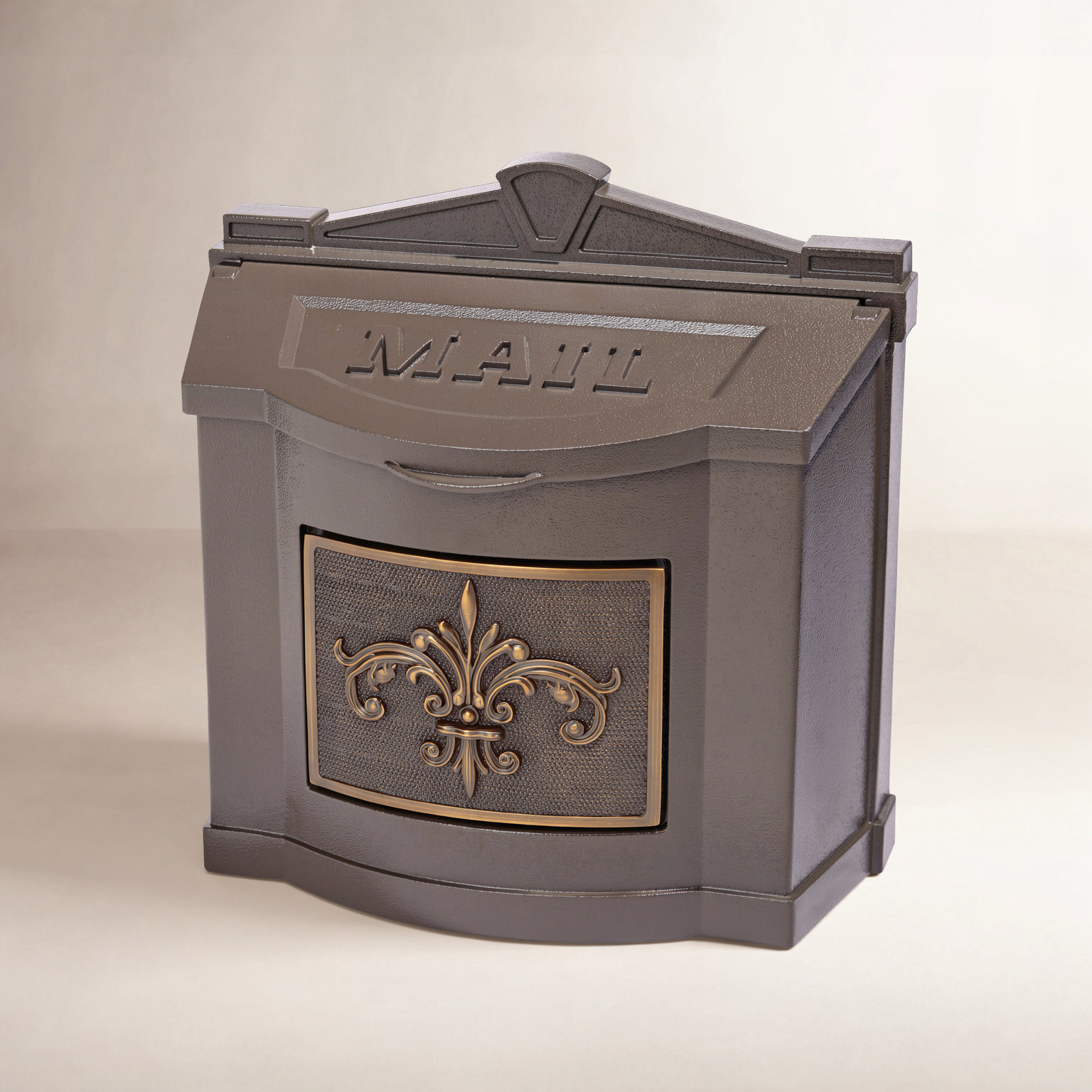 Wall-Mounted Mailbox with Brass Accent, Bronze