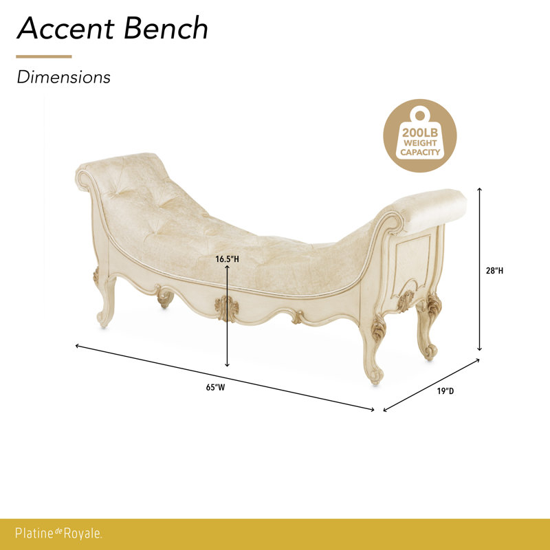 Platine De Royale Upholstered Bench, Champagne