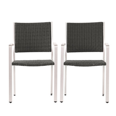 2 chaises d'extérieur Cape Coral, structure en aluminium gris, pour 2 chaises de terrasse et de patio