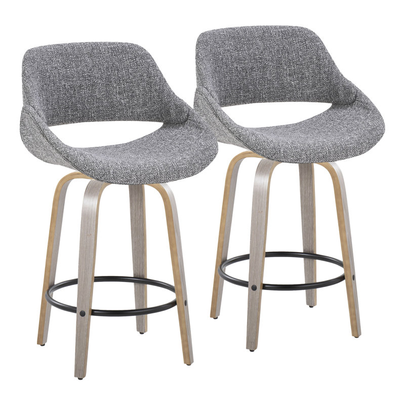 Tabouret de bar et de comptoir rembourré Najrin, Counter Stool (26" Seat Height), Gray, Gris clair / noir