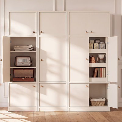 3-Piece Modular Pantry with Pull-Out Drawers Reversible Doors