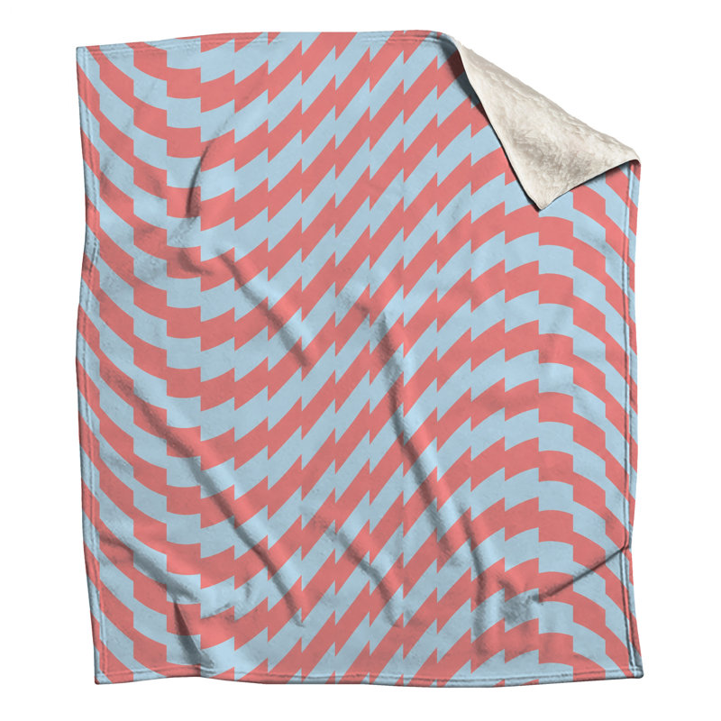 Red Blue Zigzag Blankets, 60in W x 80in H