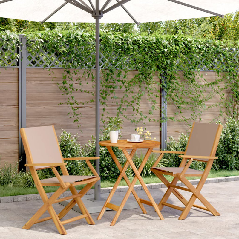 Kohen 2 - Person Solid Wood Patio Dining Set Circular Table, Taupe