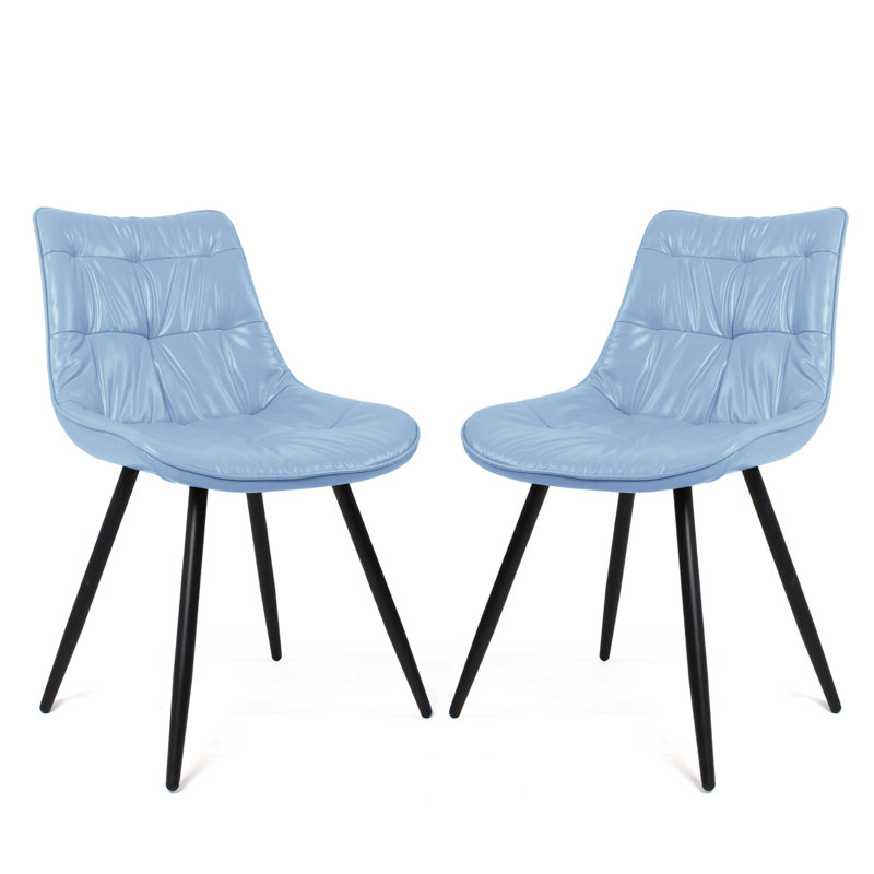 Ensemble de 2 chaises de salle à manger en similicuir avec dossier ergonomique, coussin en mousse épaisse et pieds en métal robustes pour un confort et un soutien à long terme.