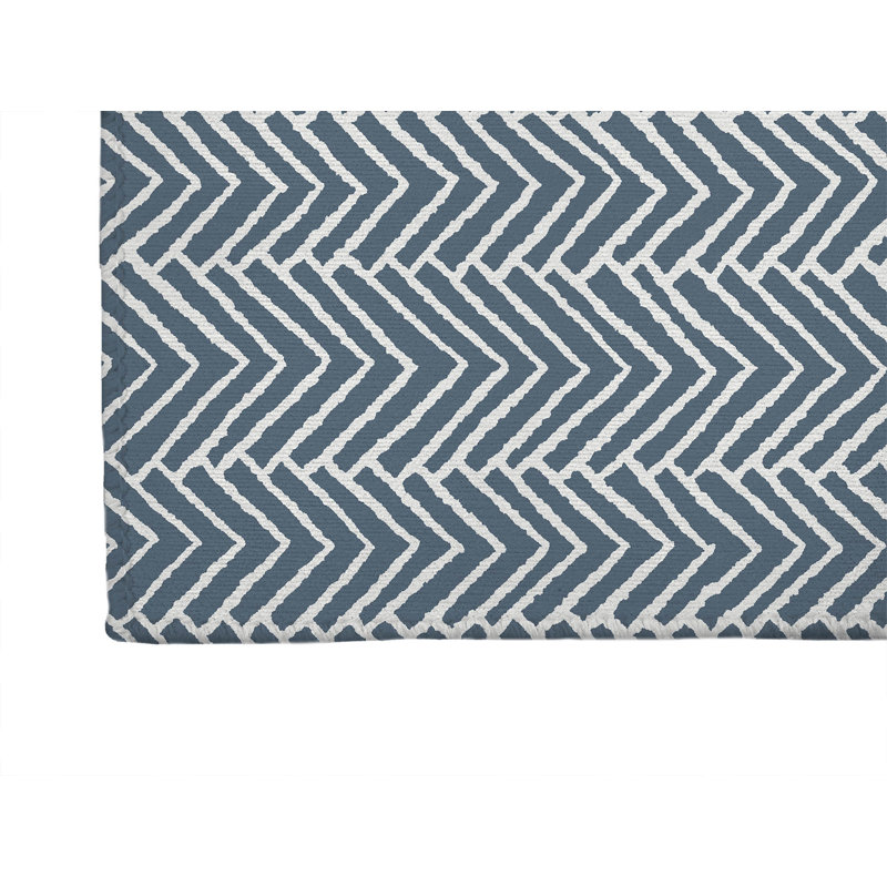 Chevron Block Non-Slip Outdoor Rug, Runner 2'6" x 8'