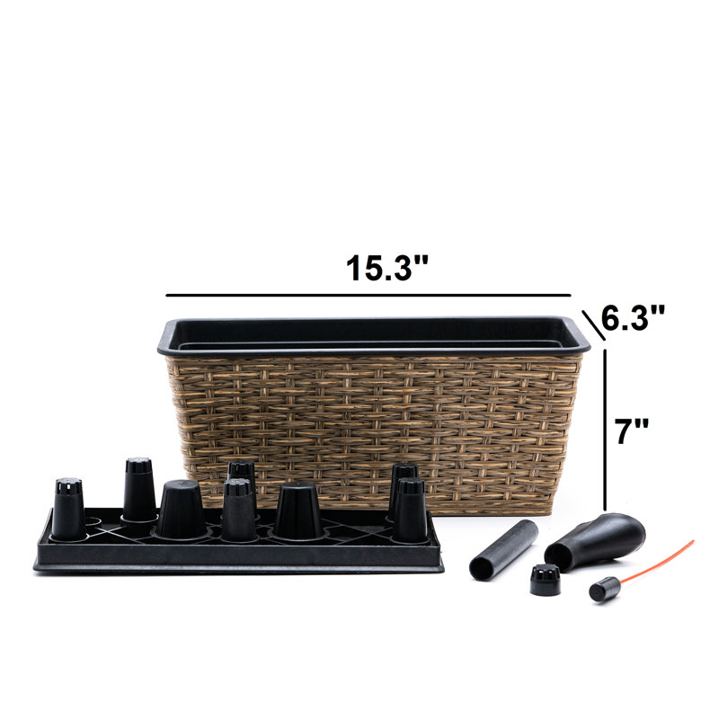 Hand Woven Brown Planters - 2 Self-Watering For Indoor & Outdoor To Fading Smart Brown, Handmade Weave And Excellent Drainage