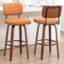 Tabouret de bar pivotant rembourré avec structure en bois-113262442-113262446