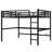 Metal Queen Size Loft Bed With Power Outlet And LED Lighted, Space-Saving, Noise Reduced, Black-2071507599