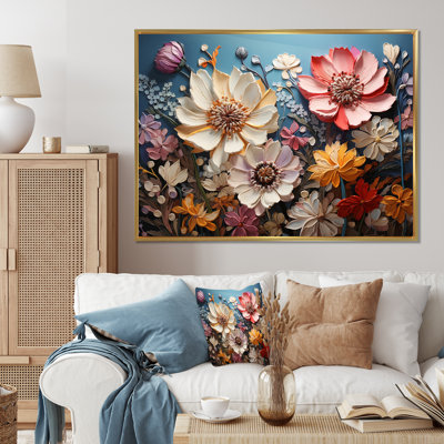 «White Pink Wildflowers Natures Symphony IV», reproduction d'art sur toile