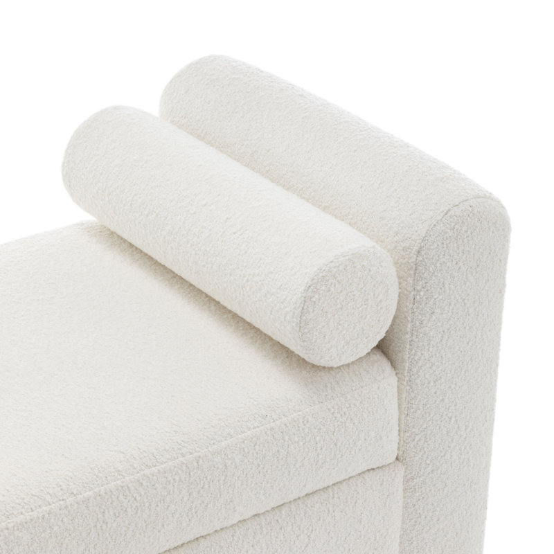 Banc de rangement rembourré en polyester Lataja, Crème, crème, H 24 po x l 46 po x P 19,7 po