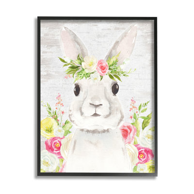 Rustic Easter Bunny Flower Crown Spring Bouquet by Lettered And Lined - Painting