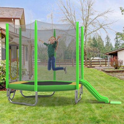 Trampoline 7 pi pour enfants avec filet de sécurité, glissade et échelle, assemblage facile, trampoline récréatif extérieur régulier
