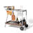 Outdoor 2-Tier Wicker Bar Cart On Wheels With Tempered Glass Board, Rattan Shelf And Powder-Coated Iron Frame, For Decoration And Storage, Gray