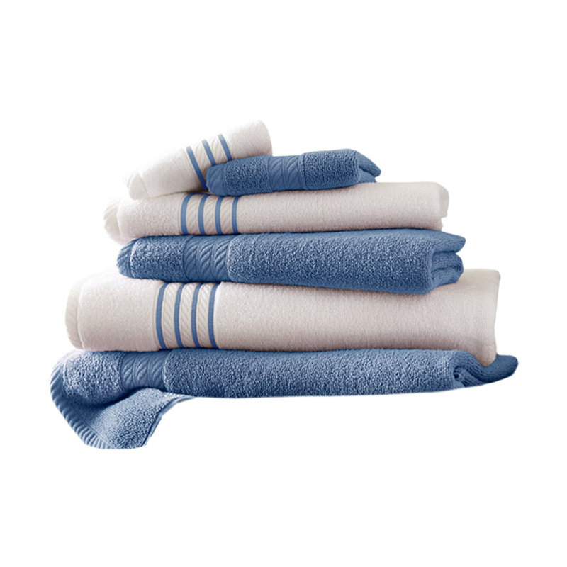  6-Piece 100% Cotton Towel Set, Medium Blue