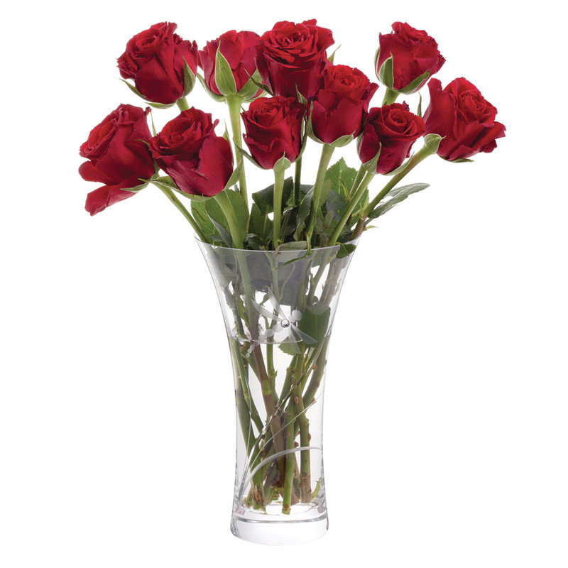 Dartington Crystal Glitz Table Vase, 21.5cm H x 11.8cm W x 11.8cm D