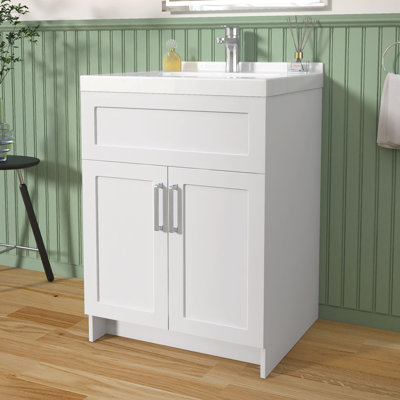 Armoire de meuble-lavabo autoportante de 24 po avec rangement à double porte et petite base de meuble-lavabo pour salle d'eau et salle de bain d'invités