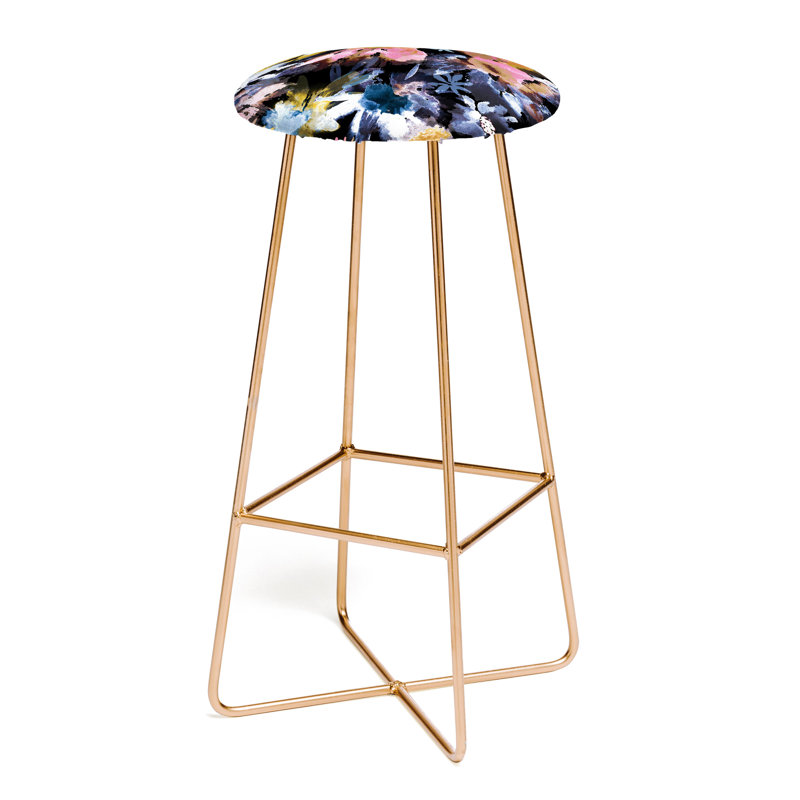 Tabouret de comptoir 25 po Ninola, Rose / gris / jaune