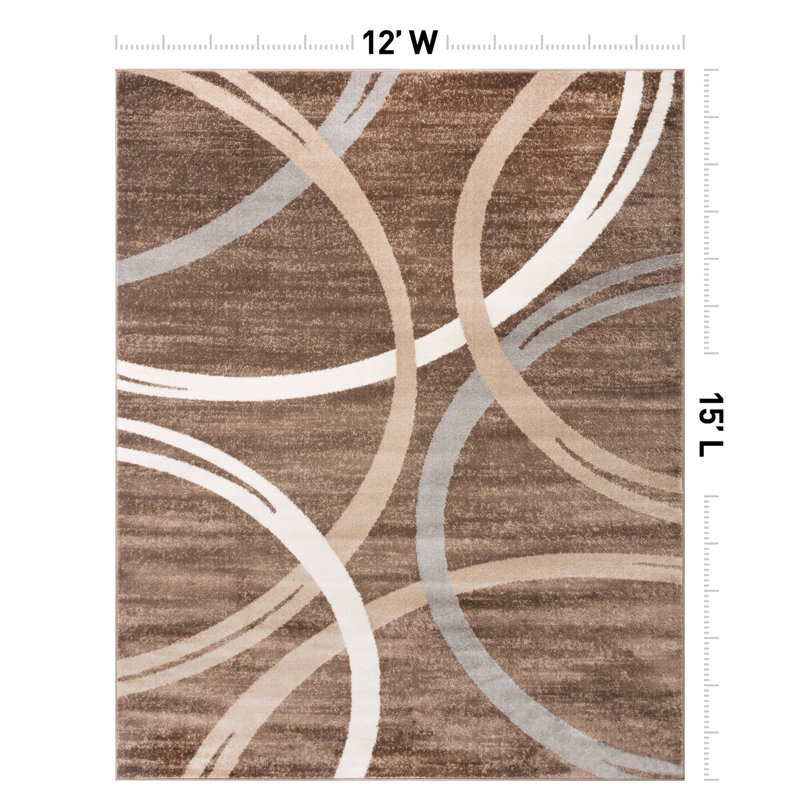 Devonshire Abstract Brown/Gray/Cream Area Rug, Rectangle 12' x 15'