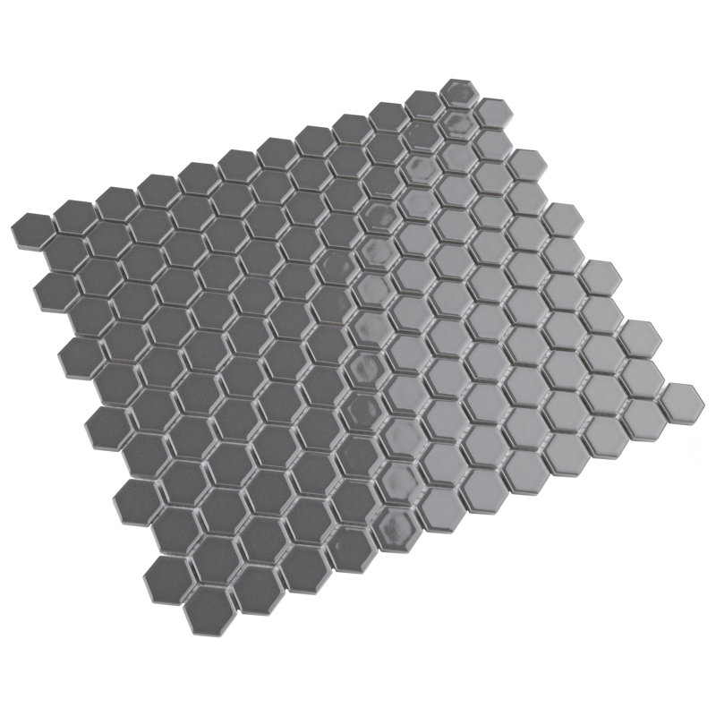 Carreau de mosaïque de plancher et de mur en porcelaine hexagonale lustrée 10-1 / 4 "x 11-7 / 8" Metro 1, Gris