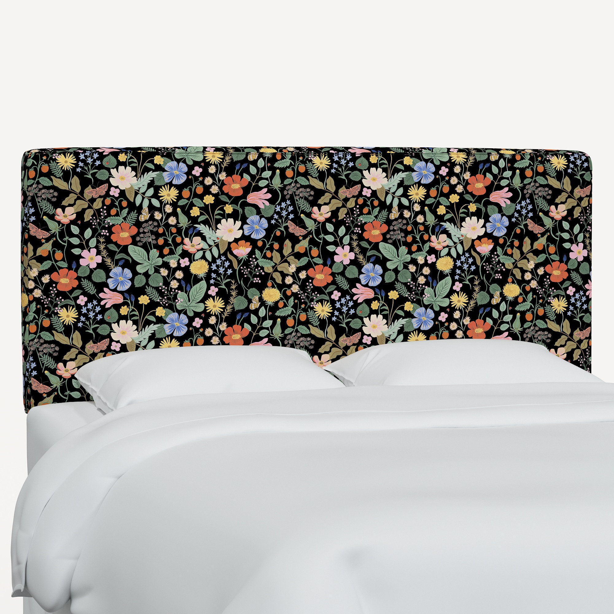Elly Headboard, Queen, Rpc Stawberry Fields Black Linen