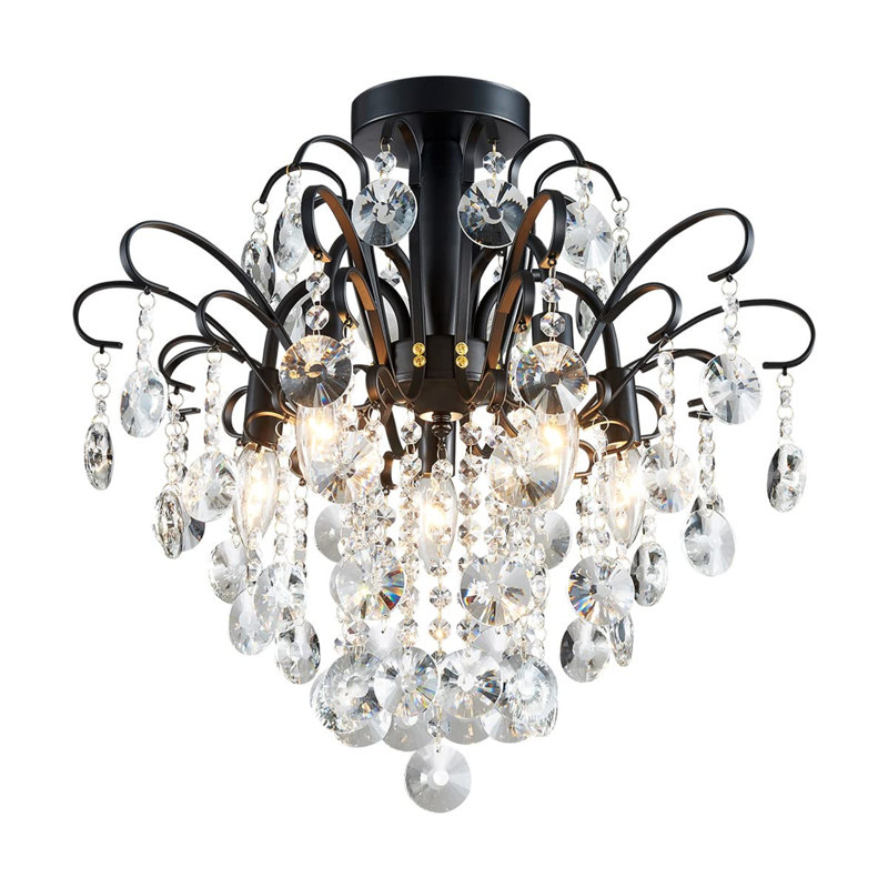 Fragoso Semi Flush Mount, Matt black/Silver Colors