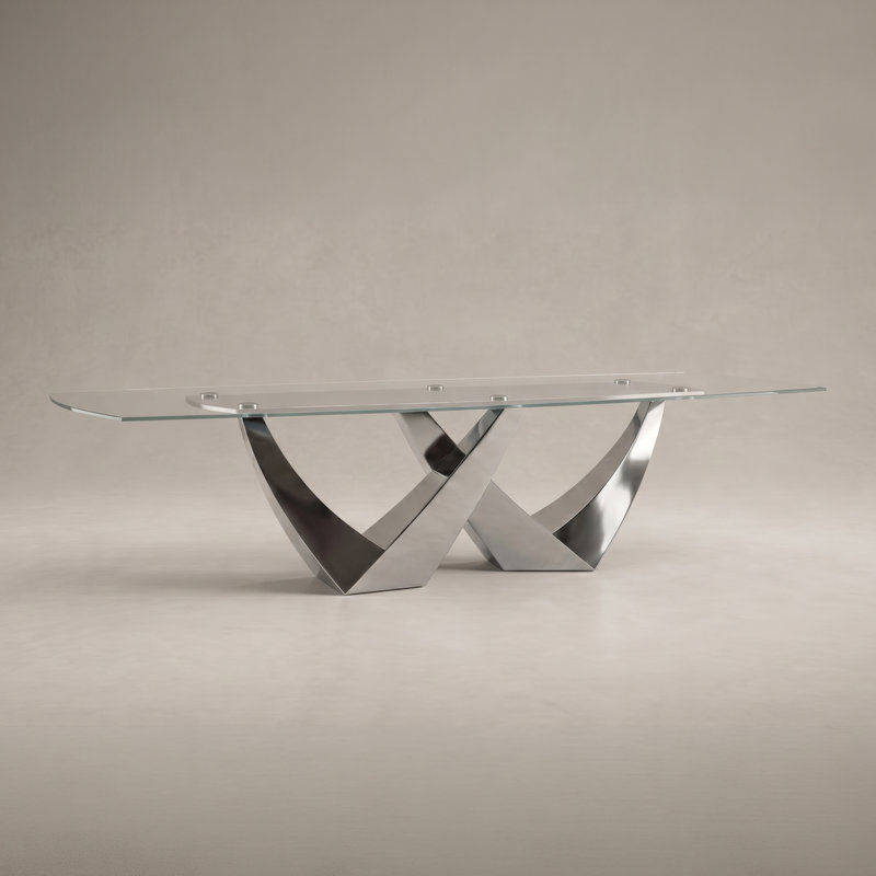 Ezio Glass Dining Table, 29.5" H x 42" W x 72" D