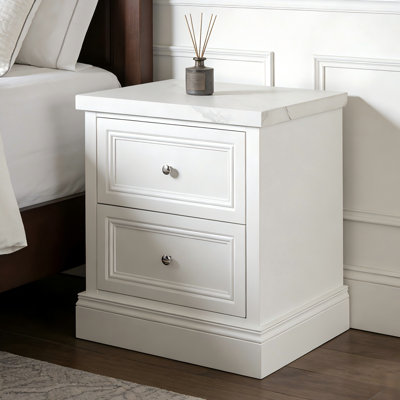 Defelice Modern 23.62" 2-Drawer Nightstand with Faux Marble Top
