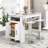 Bar Table Faux Marble Pub Table with 7 Hanging Hooks Compartment