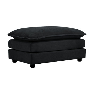 Black Chenille Fabric Ottoman Footrest For Modular Sofa Seating | Gift Idea