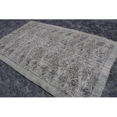 Large Vintage Turkish Oushak Rug - Elegant Wool Carpet for Salons in Beige Tone