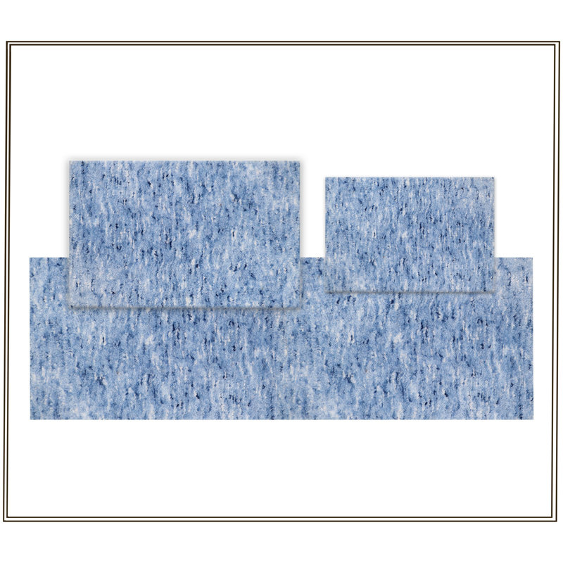 Cloud Comfort 100% Polyester Microfiber Bath Rug Set, Non Slip & Thick Plush Rugs for Shower-3Pc Set, Blue