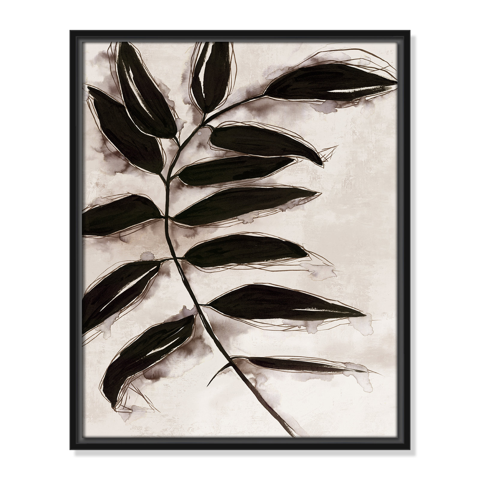 Leaves II by Eva Watts, Black Framed, 21.5" H x 17.5" W x 2" D