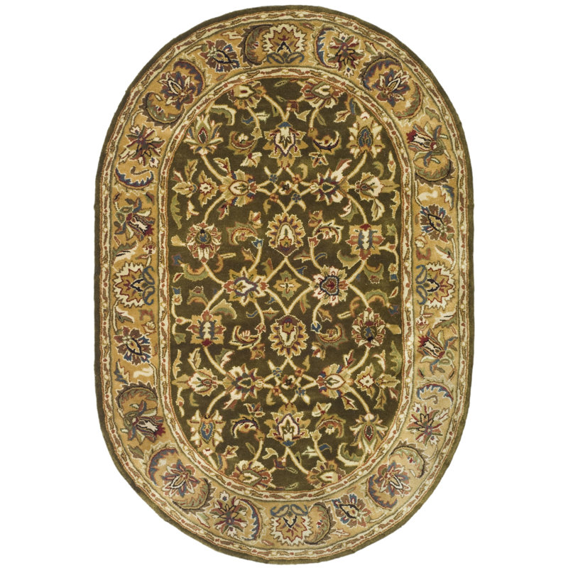 Tapis oriental classique en laine touffeté à la main Mcauliffe, Ovale 7 pi 6 po x 9 pi 6 po