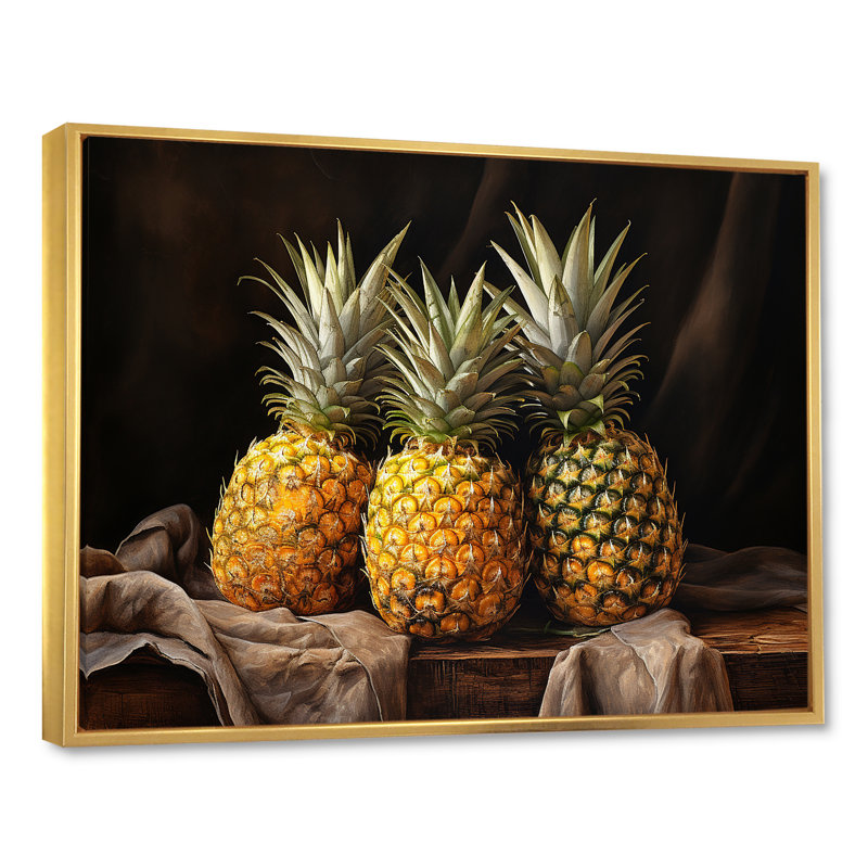 Juice Pineapple Bliss sur impression sur toile, Cadre flottant doré, H 12 po x l 20 po x P 1 po
