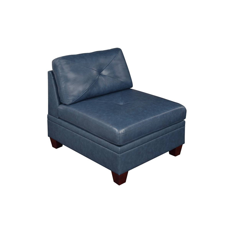 Callayyi 66'' Leather Loveseat, Blue Genuine Leather