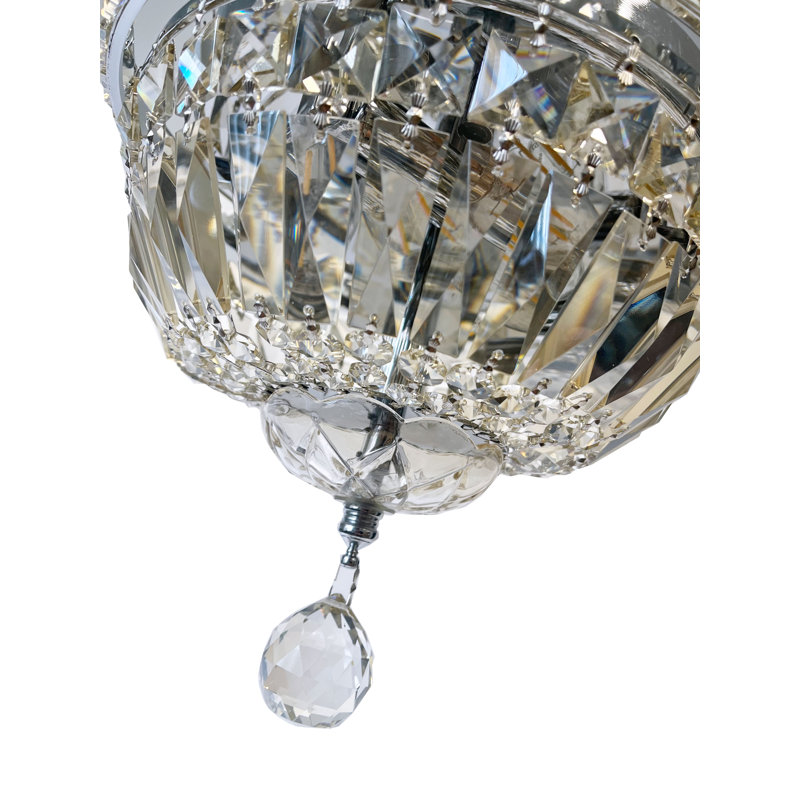 Transitional 4-Light Chrome Flush Mount With Clear Crystals