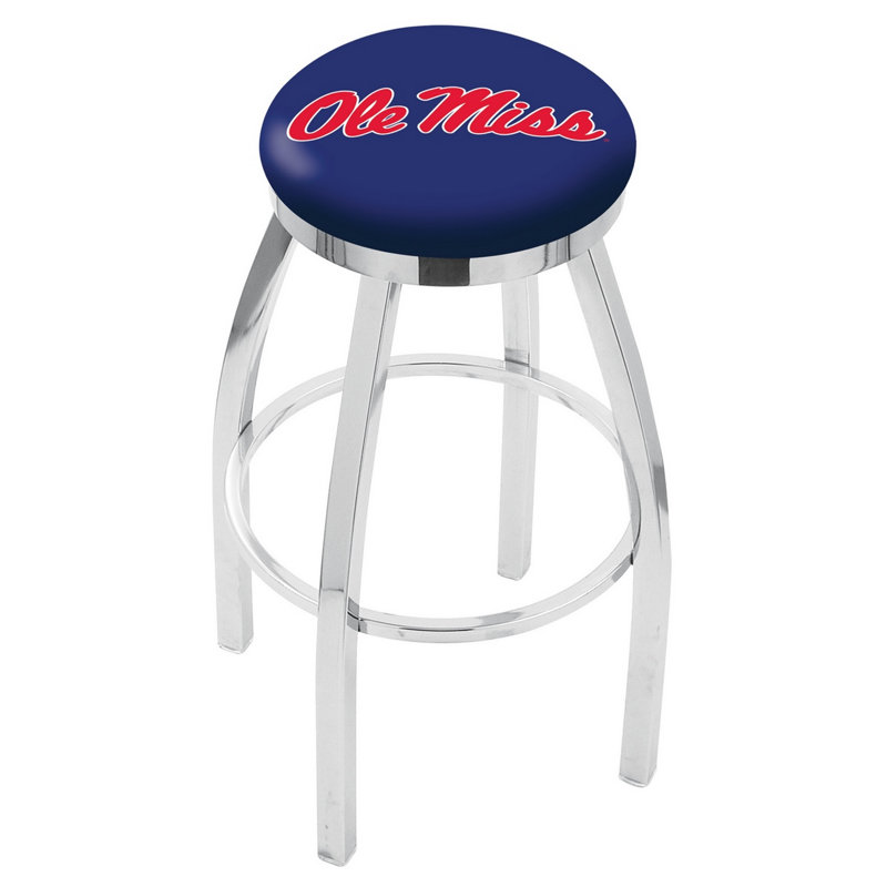 NCAA 36" Swivel Bar Stool, Ole' Miss, Chrome