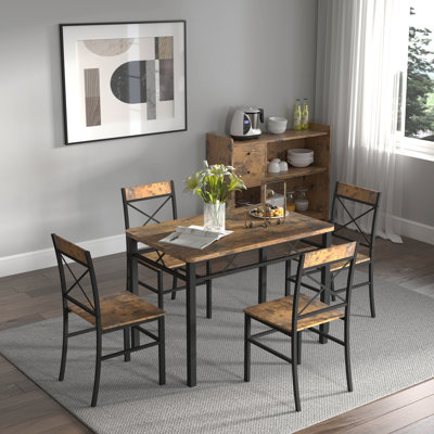 Dining Table Set For 4, Wood Kitchen Table With Chairs Dinning Table Set by 17 Stories