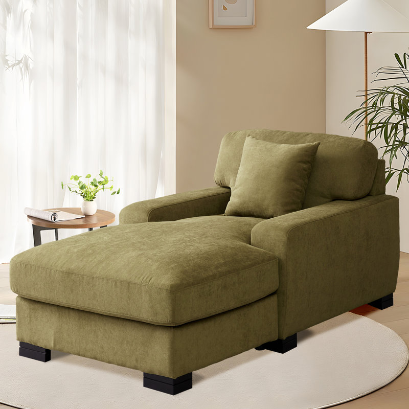 Chaise longue rembourrée Yulinda, Velvet Green