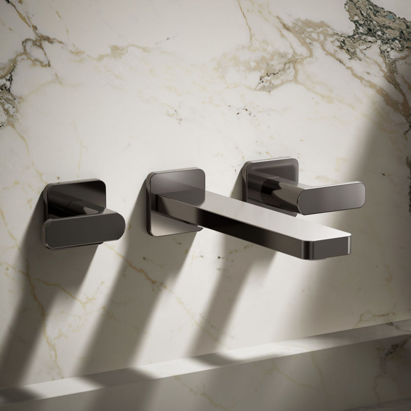 Parallel Wall-Mount Bathroom Sink Faucet Trim, Vibrant Titanium